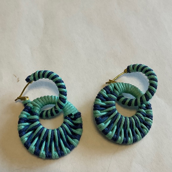 Stella & Dot Jewelry - Stella & Dot Blue and Teal Wrapped Hoop Earrings